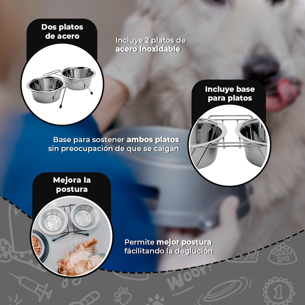 Platos de Acero Fancy Pets Azul Comedero Doble para Perro