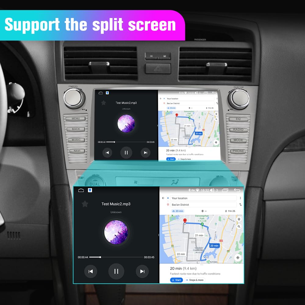 Radio de Coche Android 13 para Toyota Camry 2007-2011 Visualización Táctil 9 Pulgadas 2GB+32GB con Cámara CarPlay Bluetooth WiFi GPS