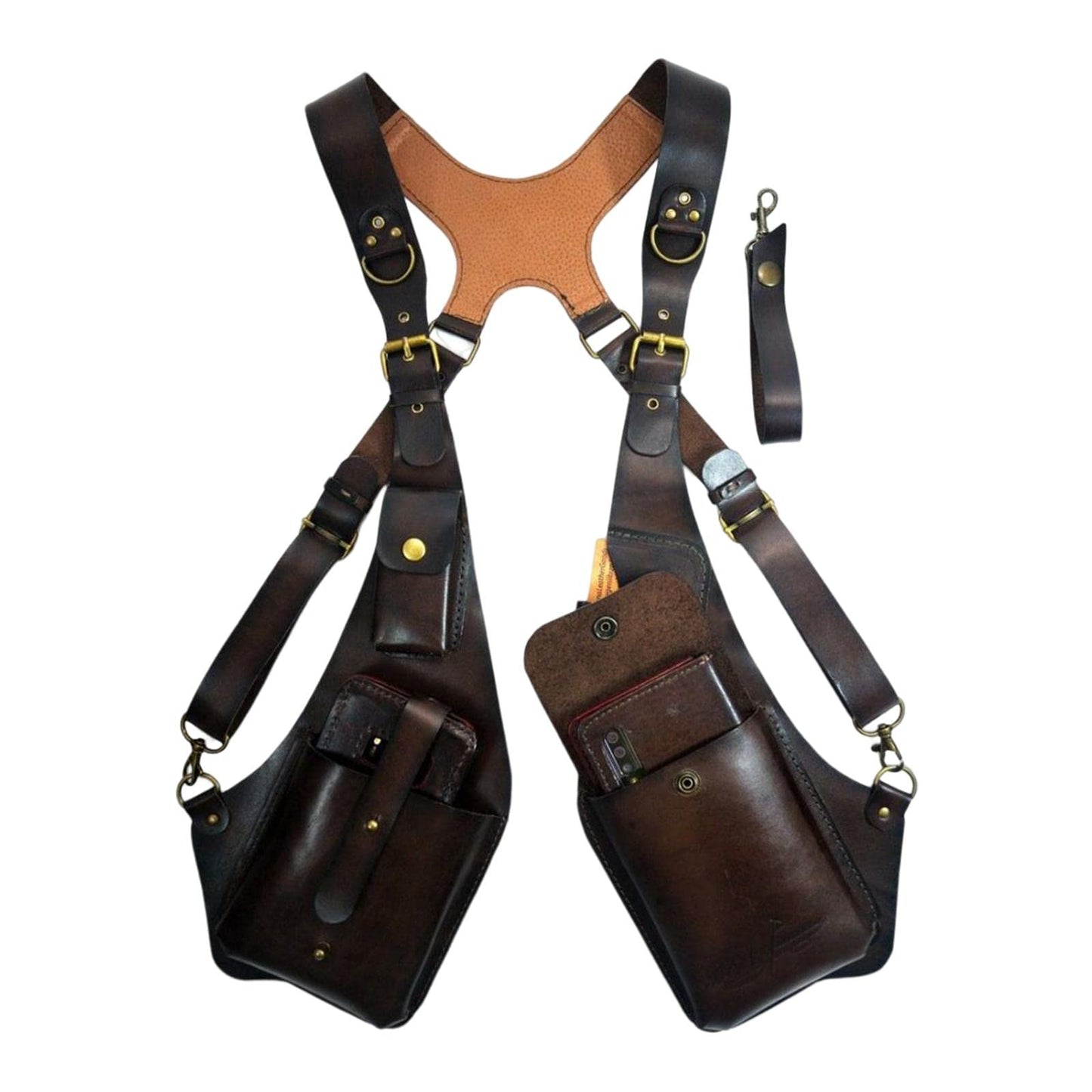 Harilla Bolsa de arnés de Hombro Steampunk, Cartera con Correa, Funda antirrobo para Hombres y Mujeres, para Montar en Bicicleta Deportiva, marrón