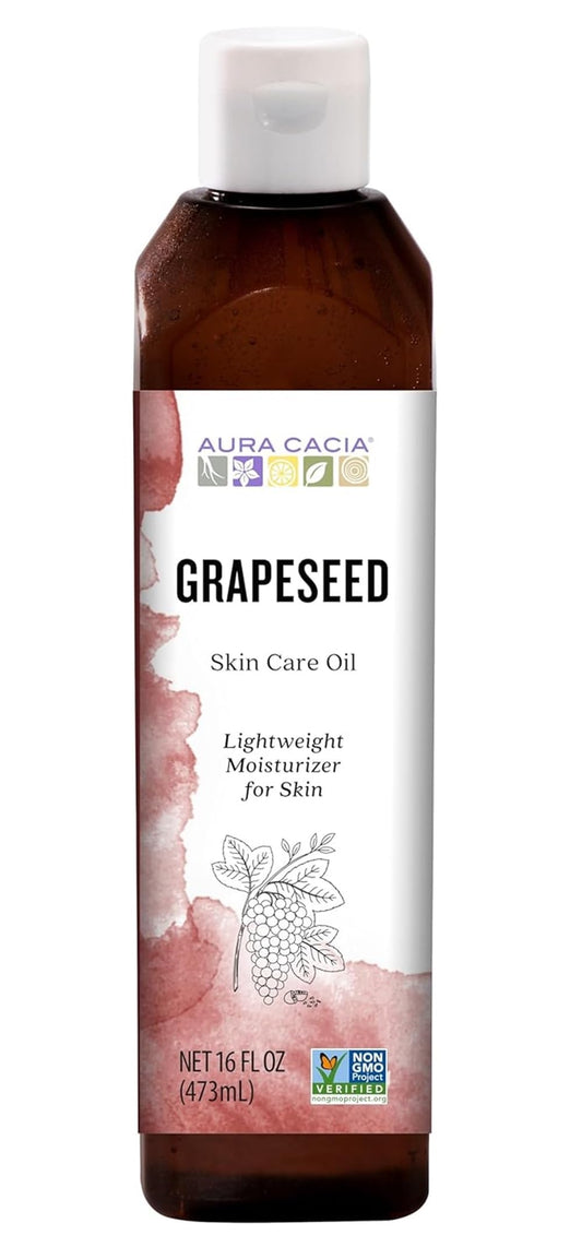 Aura Cacia Natural Skin Care Oil, Harmonizing Grapeseed with Vitamin E, 16 Fluid Ounce