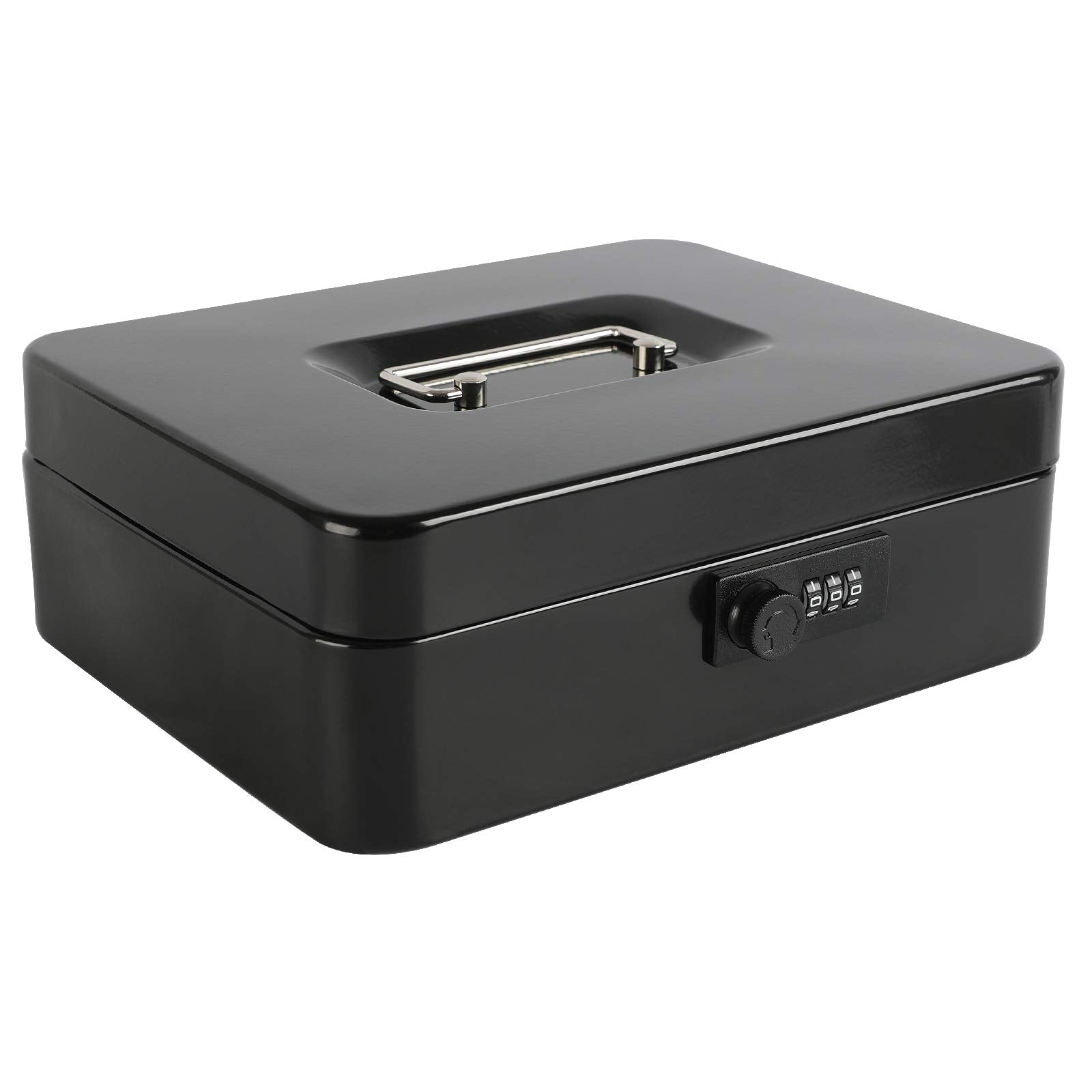 Caja Fuerte de Acero Xydled Negro Grande con Cerradura de Combinación y Bandeja Extraíble para Monedas