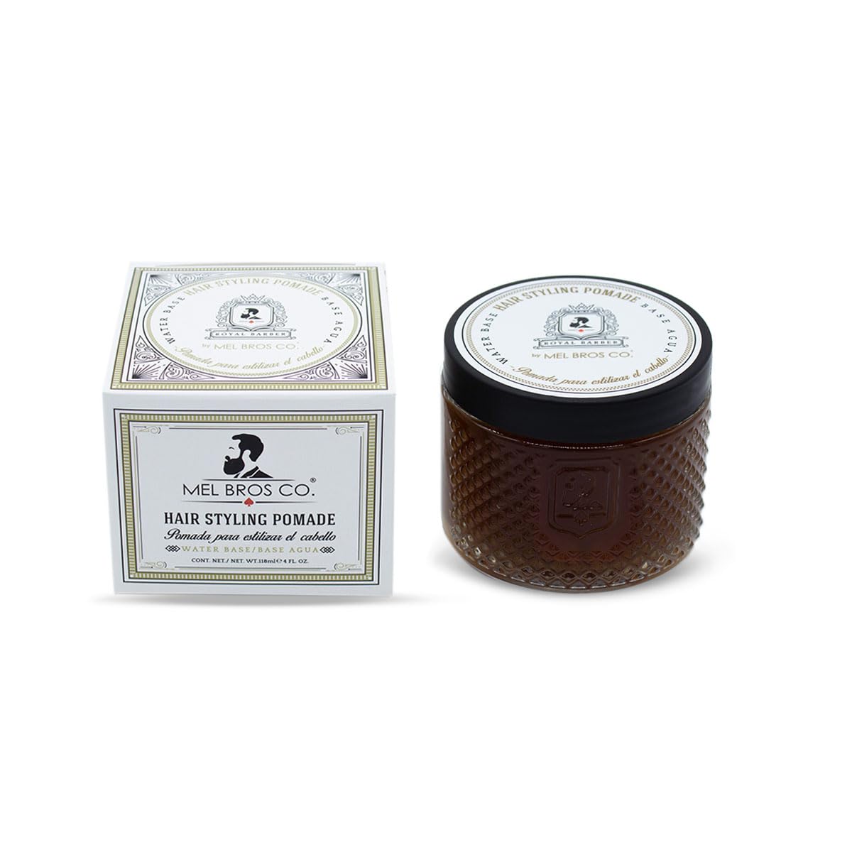 MEL BROS CO. - ROYAL BARBER, Hair Styling Pomade - Pomada para estilizar el Cabello (4 oz / 118 ml, Base Agua)