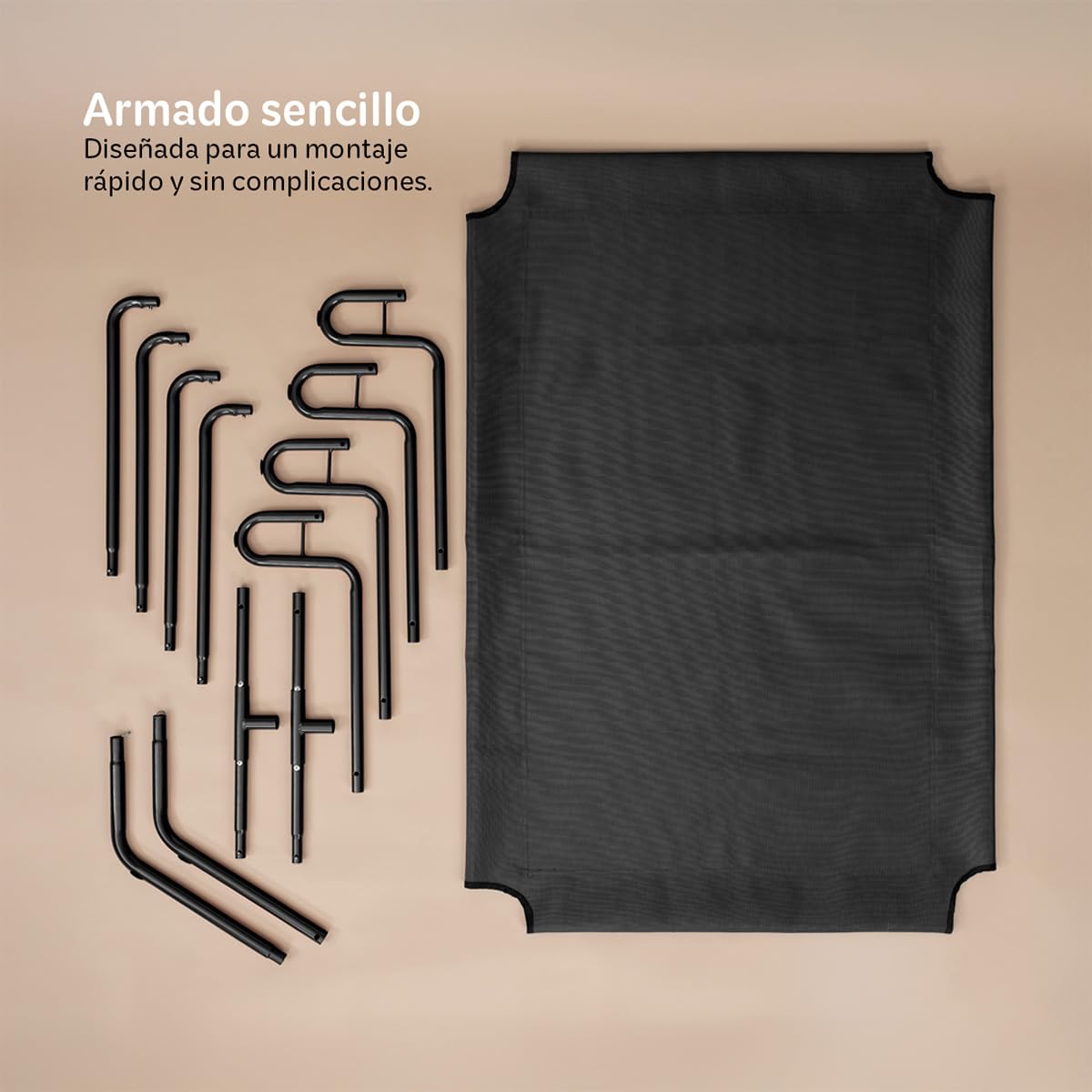 Cama Elevada ESQUIMAL Negro con Malla Transpirable para Perro Grande Interior y Exterior