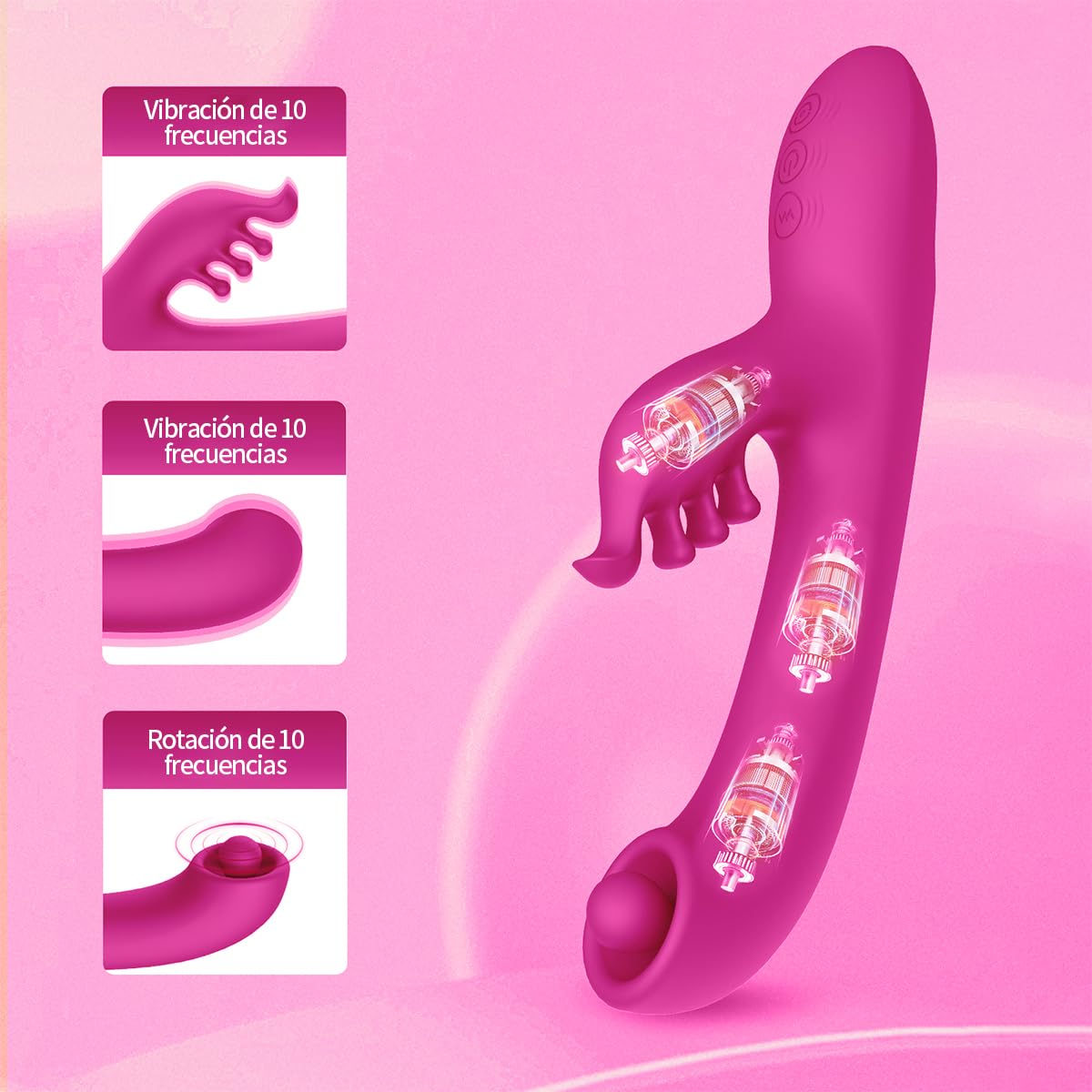 Vibrador Consolador Mariposa Inalámbrico 3 en 1 con 10 Vibraciones para Mujer