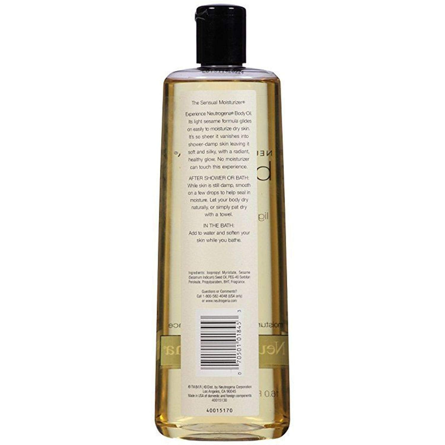 Neutrogena Body Oil, Light Sesame Formula, 16 Ounce Paquete de 2