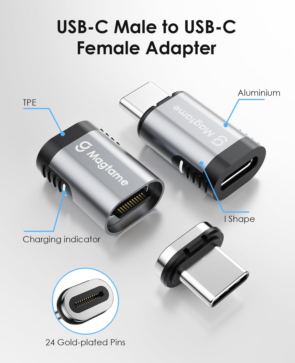 Adaptador USB C 24 Pines Magtame 240 W USB 4 Magnético