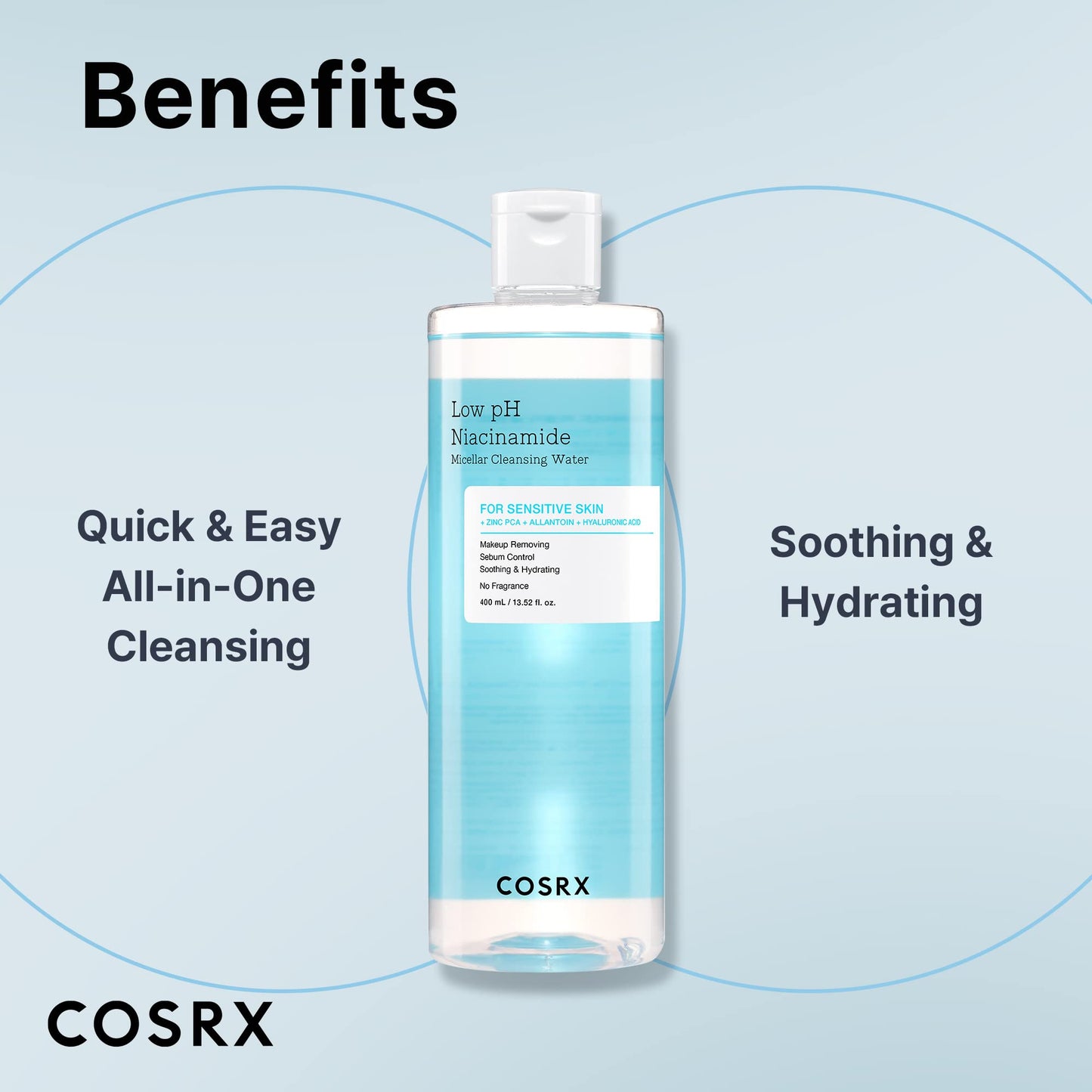 Low pH Niacinamide Micellar Cleansing Water by Cosrx for Unisex - 13.52 oz Cleanser
