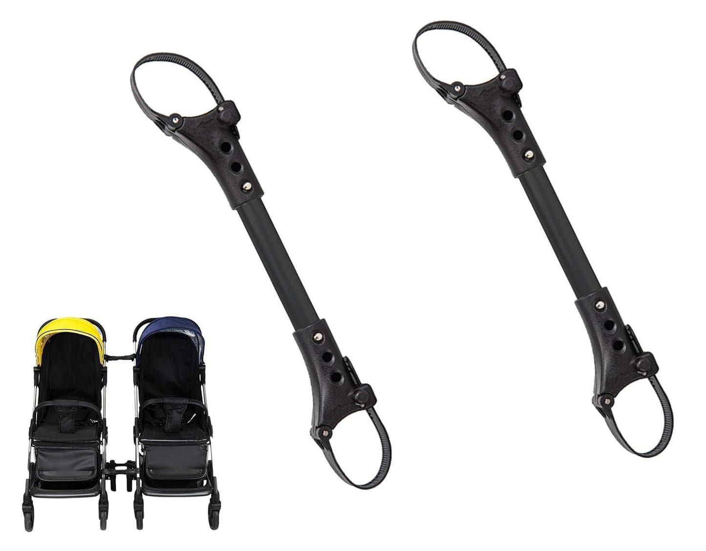 LimCryspp Conector Universal para Cochecitos Gemelares - Adaptador Práctico para Carriolas Dobles, Accesorio Esencial para Padres de Gemelos. Compatible con la Mayoría de Marcas, Fácil Instalación y Diseño Resistente (negro)