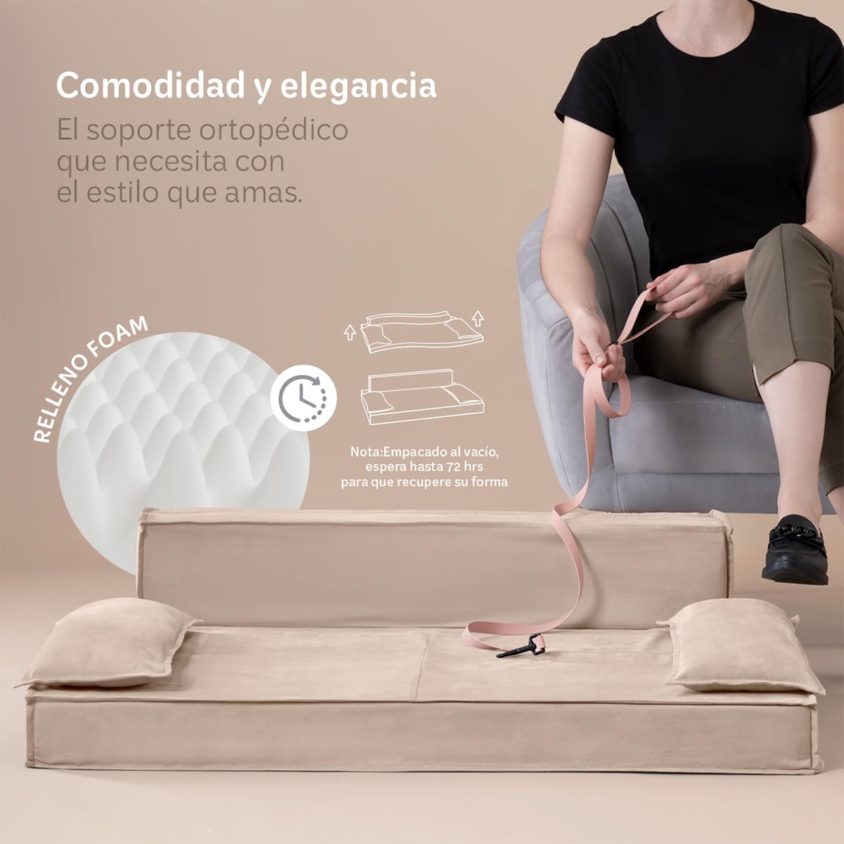 Sofá Cama Ortopédica ESQUIMAL Champagne Extra Grande para Perros y Mascotas con Funda Lavable