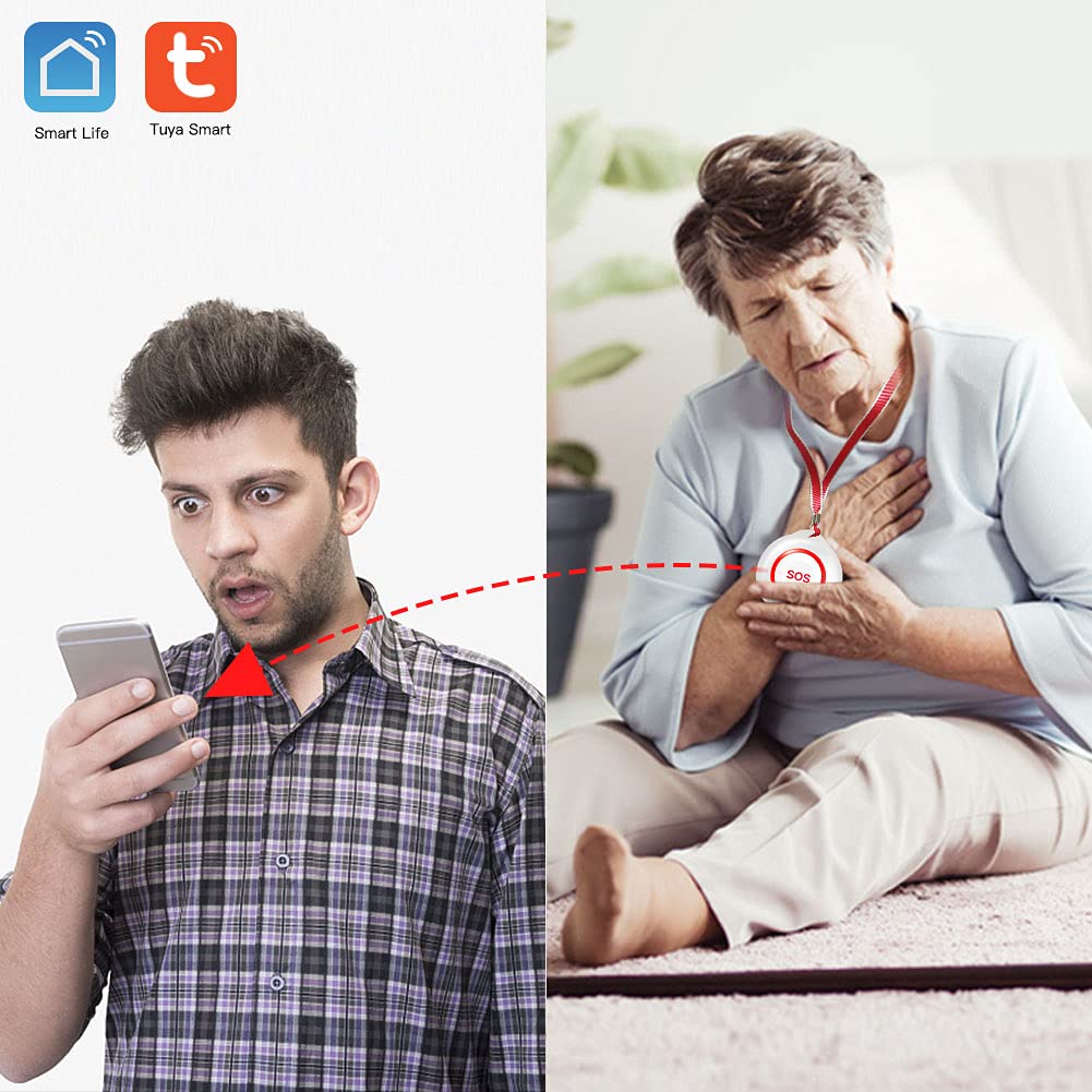 Botón de Emergencia SOS Inteligente WiFi SINGCALL Blanca para Cuidador y Pacientes de Edad Avanzada
