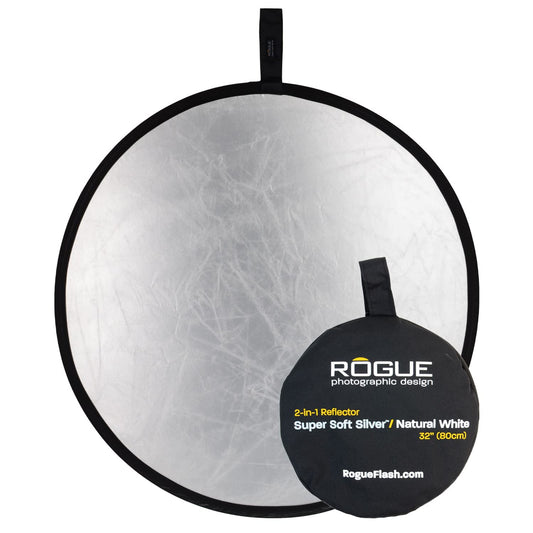 Rogue - Reflector Plegable 2 en 1, Color Plateado y Blanco Natural, 81 cm