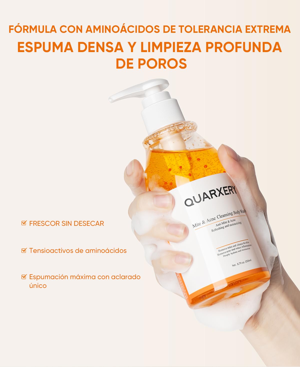 QUARXERY Gel de ducha antiácaros body wash - Eliminación profunda de ácaros y acné, limpieza suave para piel grasa-250ml