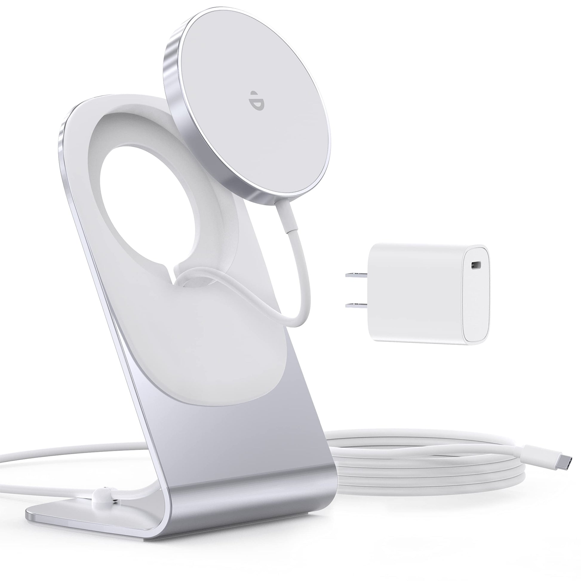 Cargador inalámbrico magnético para iPhone 15/14/13/12 – Cargador Mag + adaptador USB C de 20 W, soporte de carga inalámbrico rápido con cable USB-C de 5 pies para iPhone 15/14/13/12 Pro Max Plus Mini, cargador Mag-Safe