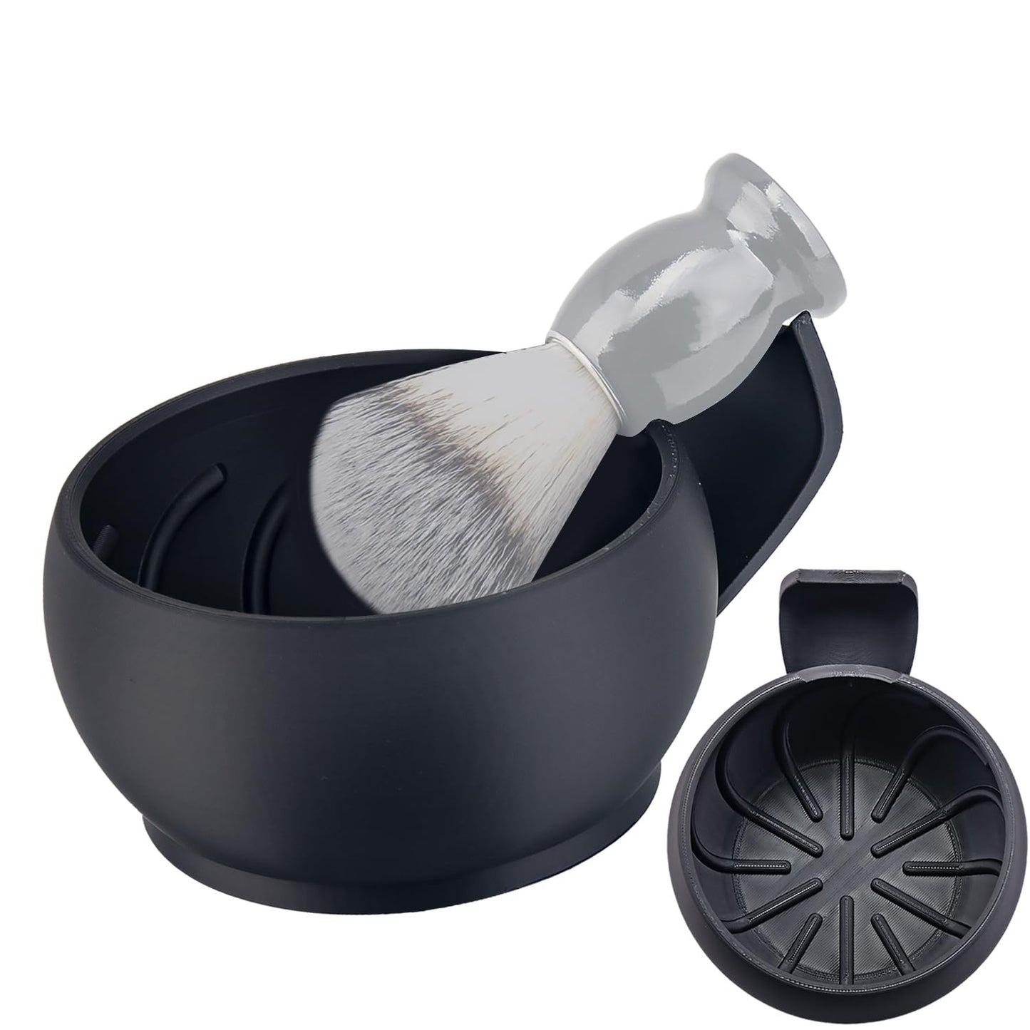 Grandslam - Tazón de afeitar con crestas, taza de afeitar con soporte para brocha, jabón, cuenco de afeitar para crema de afeitar y jabón, duradero y mantiene el calor por más tiempo, espuma rica y