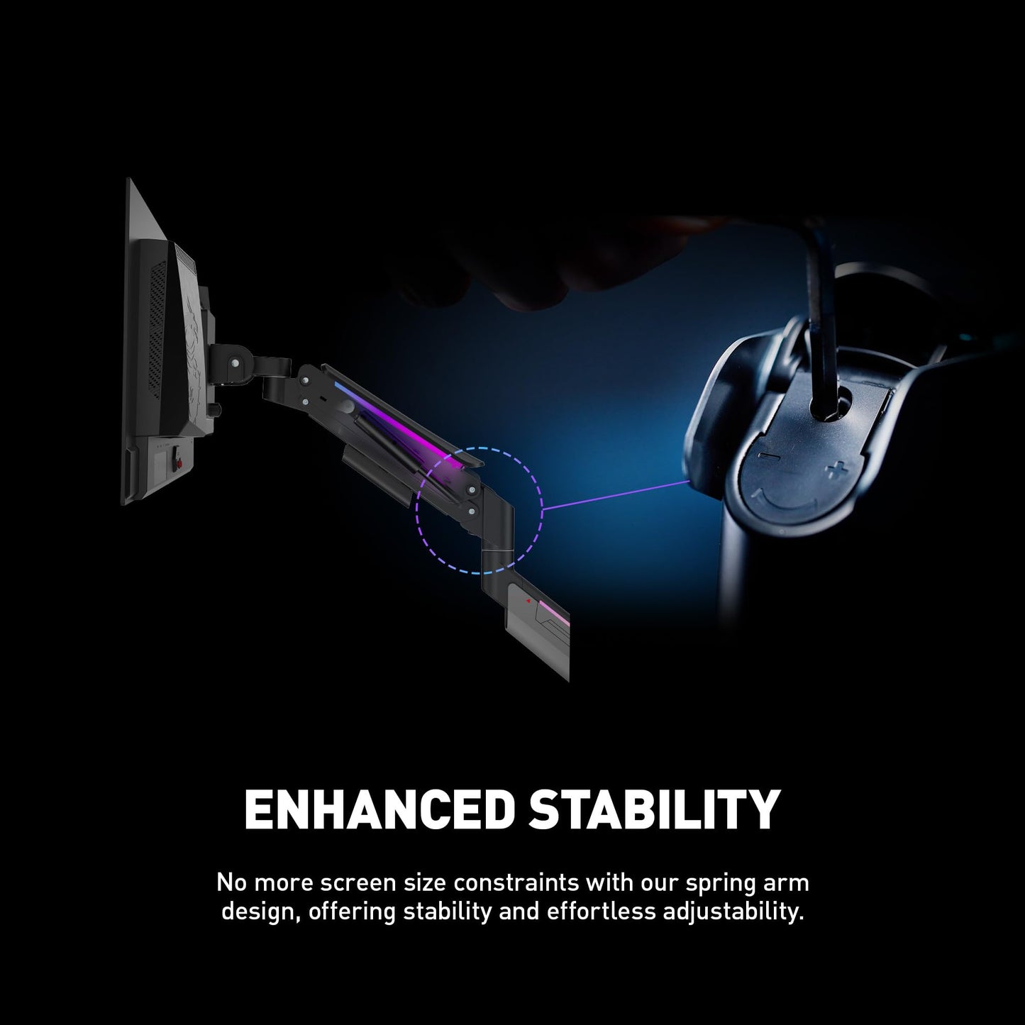 Brazo de Soporte para Monitor MSI MPG MT201R RGB Premium Negro Ajustable Compatible con VESA para Pantallas de 17 a 49 Pulgadas