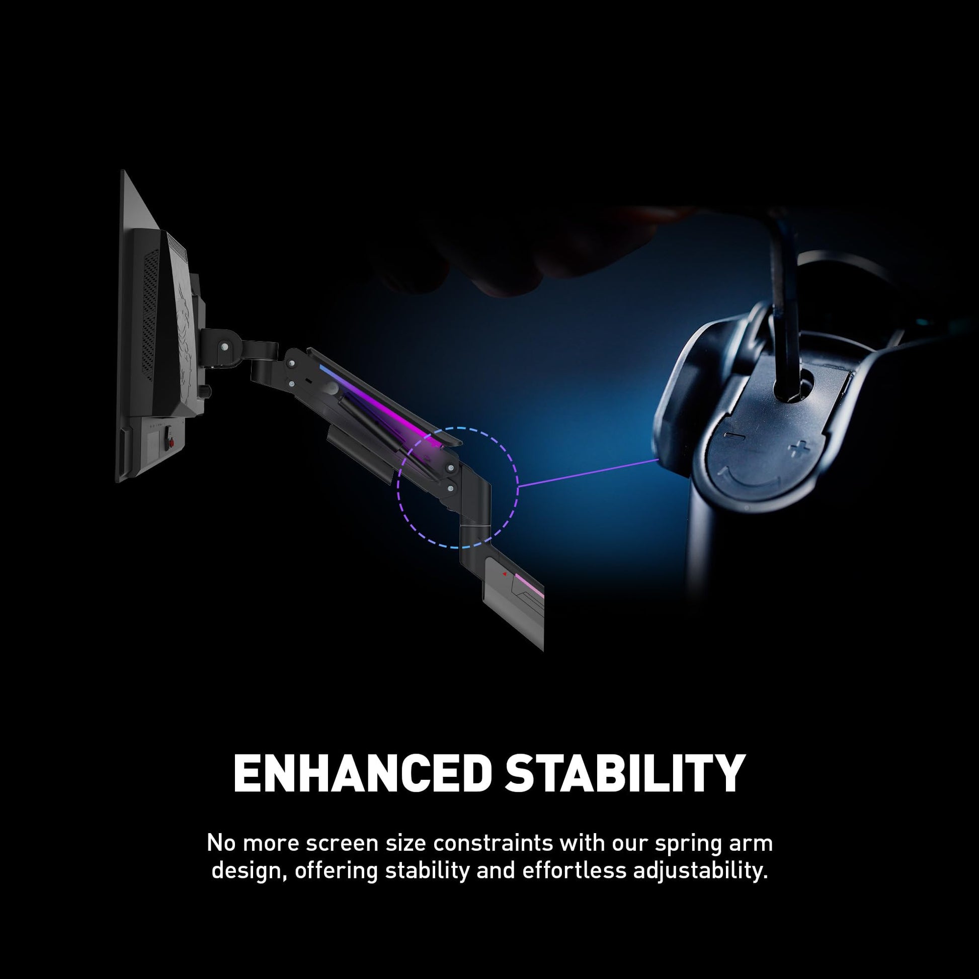 Brazo de Soporte para Monitor MSI MPG MT201R RGB Premium Negro Ajustable Compatible con VESA para Pantallas de 17 a 49 Pulgadas