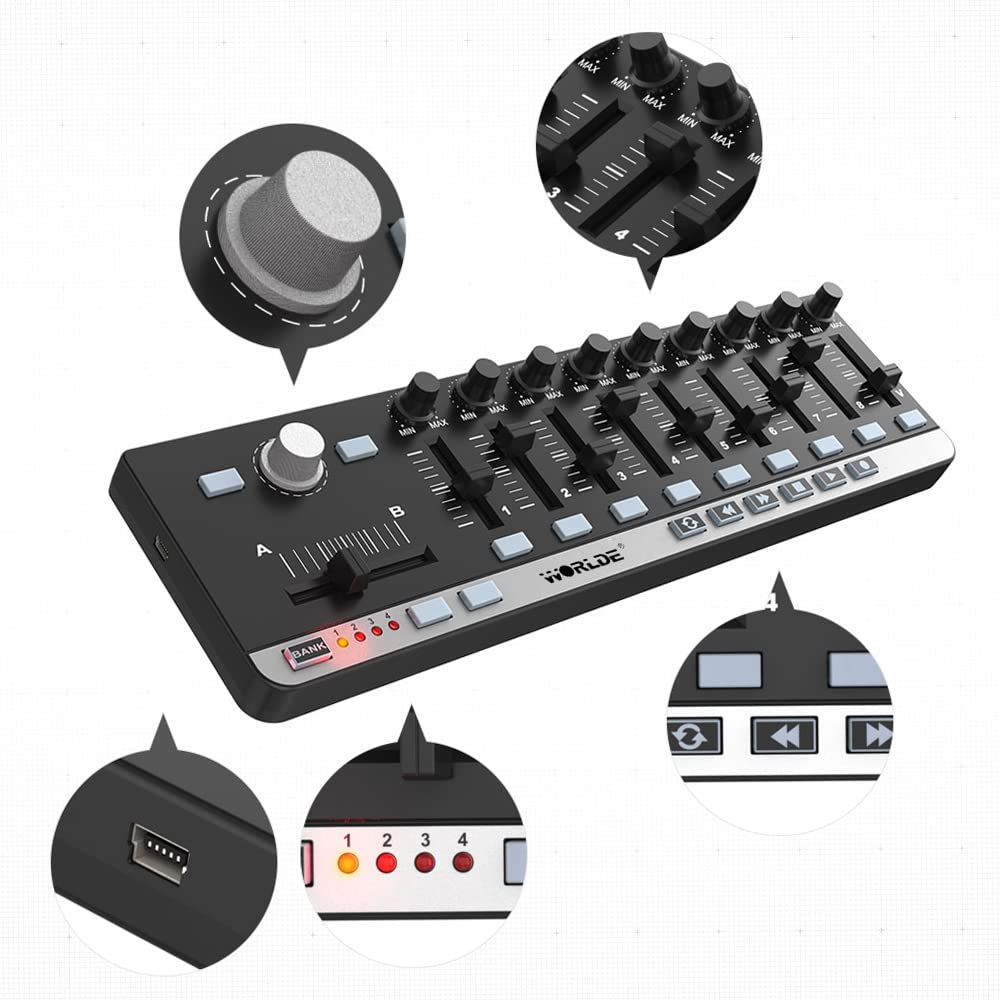 Btuty Mini USB 9 Slim-Line Control MIDI driver de teclado