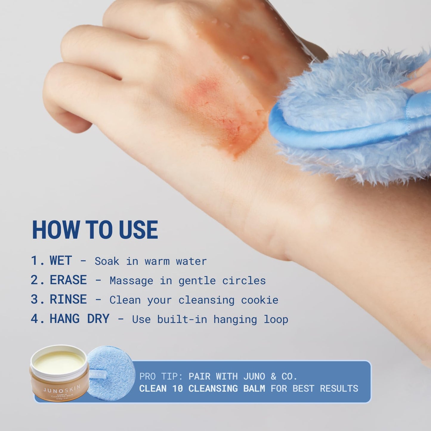 JUNO & Co. Discos desmaquillantes reutilizables y lavables para la limpieza facial (paquete de 5, color azul)
