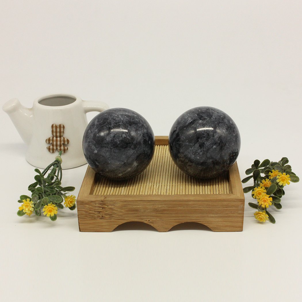 Bolas de Baoding Salud Mármol Negro Ejercicio Masaje para Hombre
