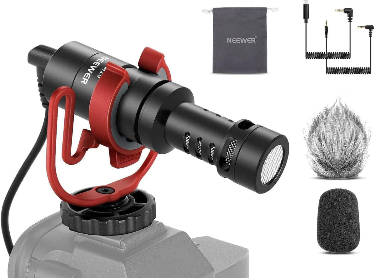 Micrófono Vlog NEEWER Mini Supercardioide con USB C y TRS en Negro para iPhone y Samsung