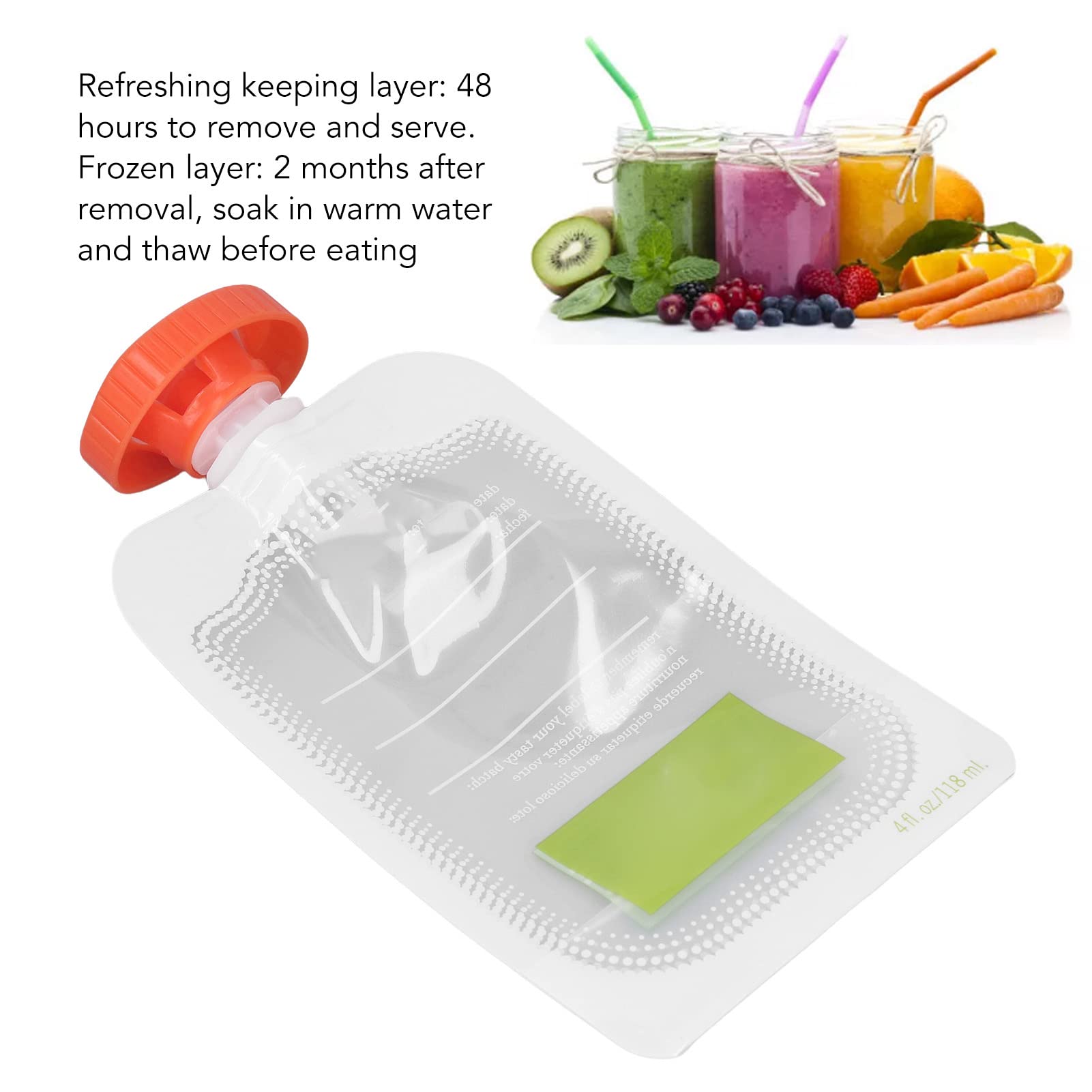 10 Bolsas Reutilizables para Alimentos para Bebés, Bolsas de Plástico Seguras para Almacenamiento de Alimentos para Bebés, Bolsa para Apretar Rellenable Apta para Congelador