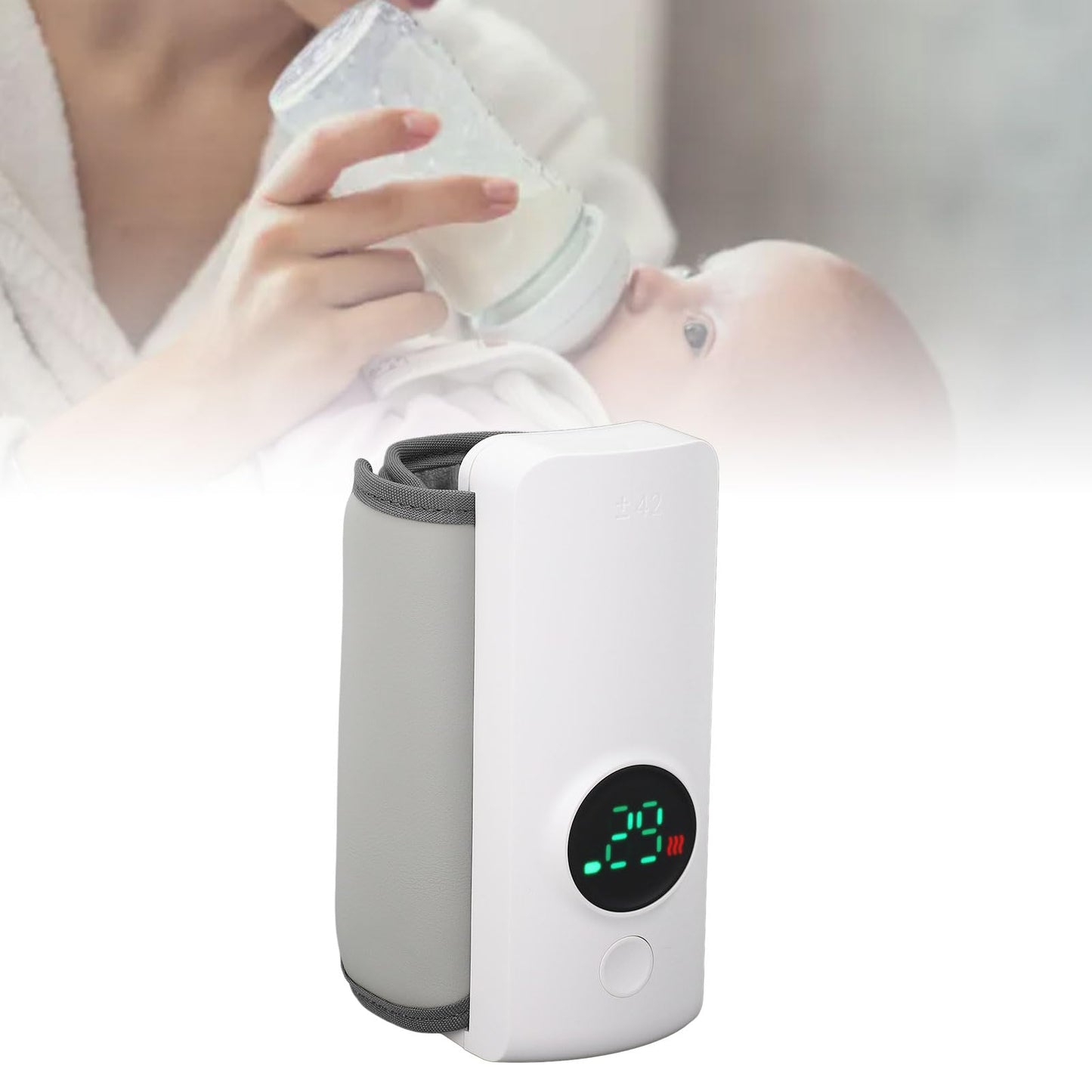 Calentador de Biberones Portátil para Viajes, Calentador de Biberones Recargable, Calentador de Leche Infantil Portátil Inalámbrico, Batería de 6000 MAh, Pantalla Digital de