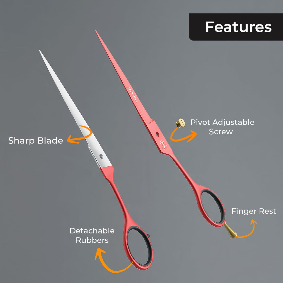 THE CUT - FACTORY - Tijeras para el cabello y tijeras de barbero profesionales - 6 pulgadas de acero inoxidable de primera calidad con hojas de borde de navaja suave - Uso para salón y uso personal