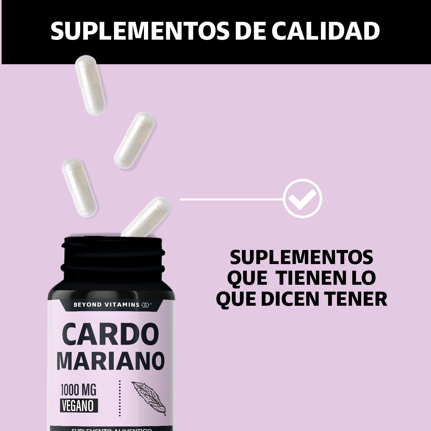 Beyond Vitamins | Cardo Mariano (extracto de Silimarina 100% natural y vegano | Milk Thystle | Fórmula Premium potenciada con Raíz de Cúrcuma | 60 cápsulas