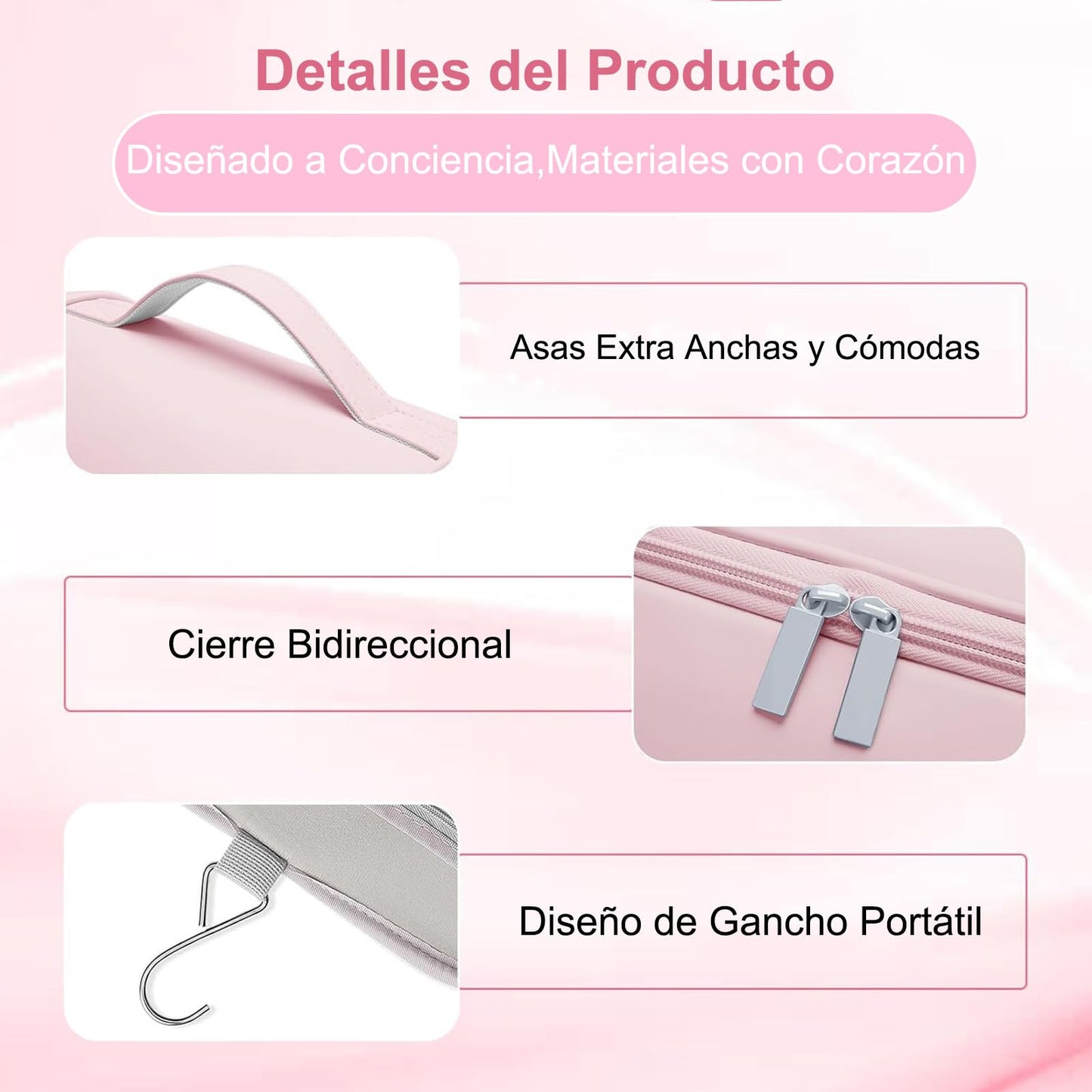 Estuche de Viaje Colgable Compatible con Shark FlexStyle y Dyson Airwrap, Bolsa Organizadora Impermeable de Gran Capacidad para Accesorios (Rosa)