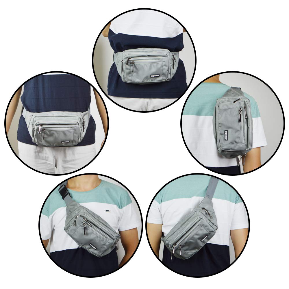 Riñonera Oxpecker Gris Impermeable con Correa Ajustable para Hombres y Mujeres