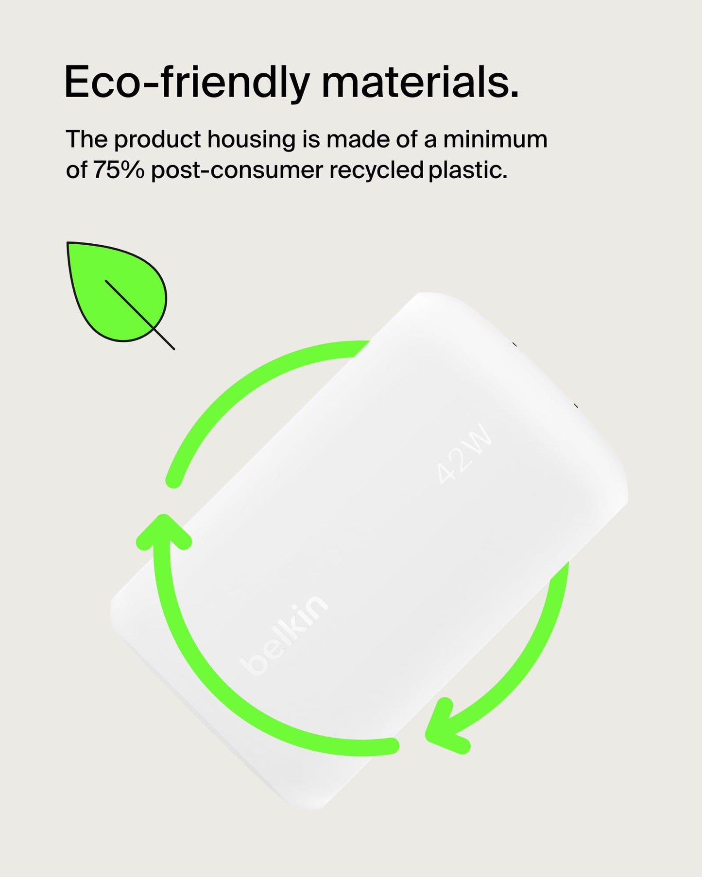 Belkin - WCB009dqWH - Cargador de Pared Dual de 42 W, USB-C +de 30W + USB-A de 12W con PD 3.0 y PPS, Blanco