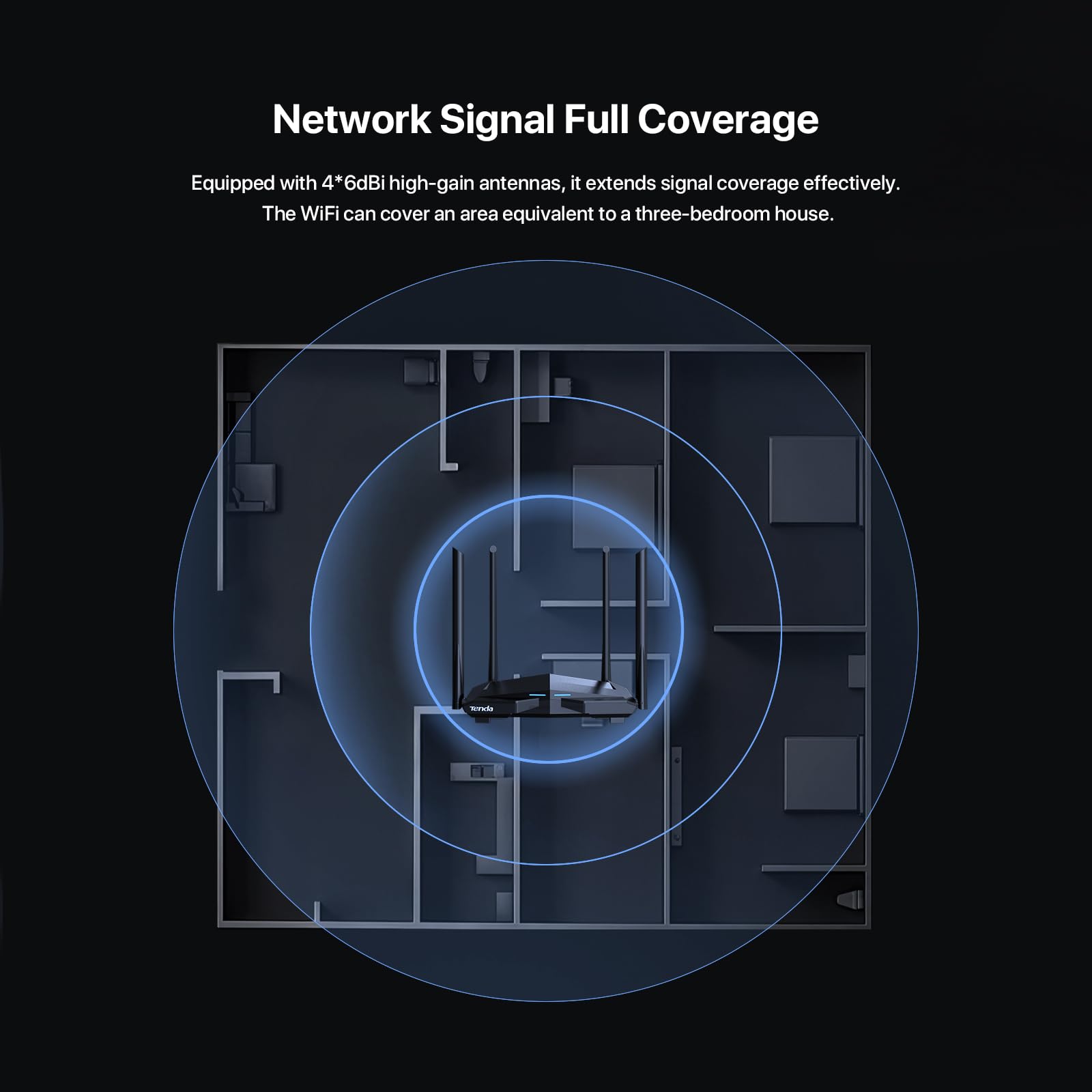 Router AC1200 Tenda 802.11 Dual Band 4 Antenas Mu-Mimo