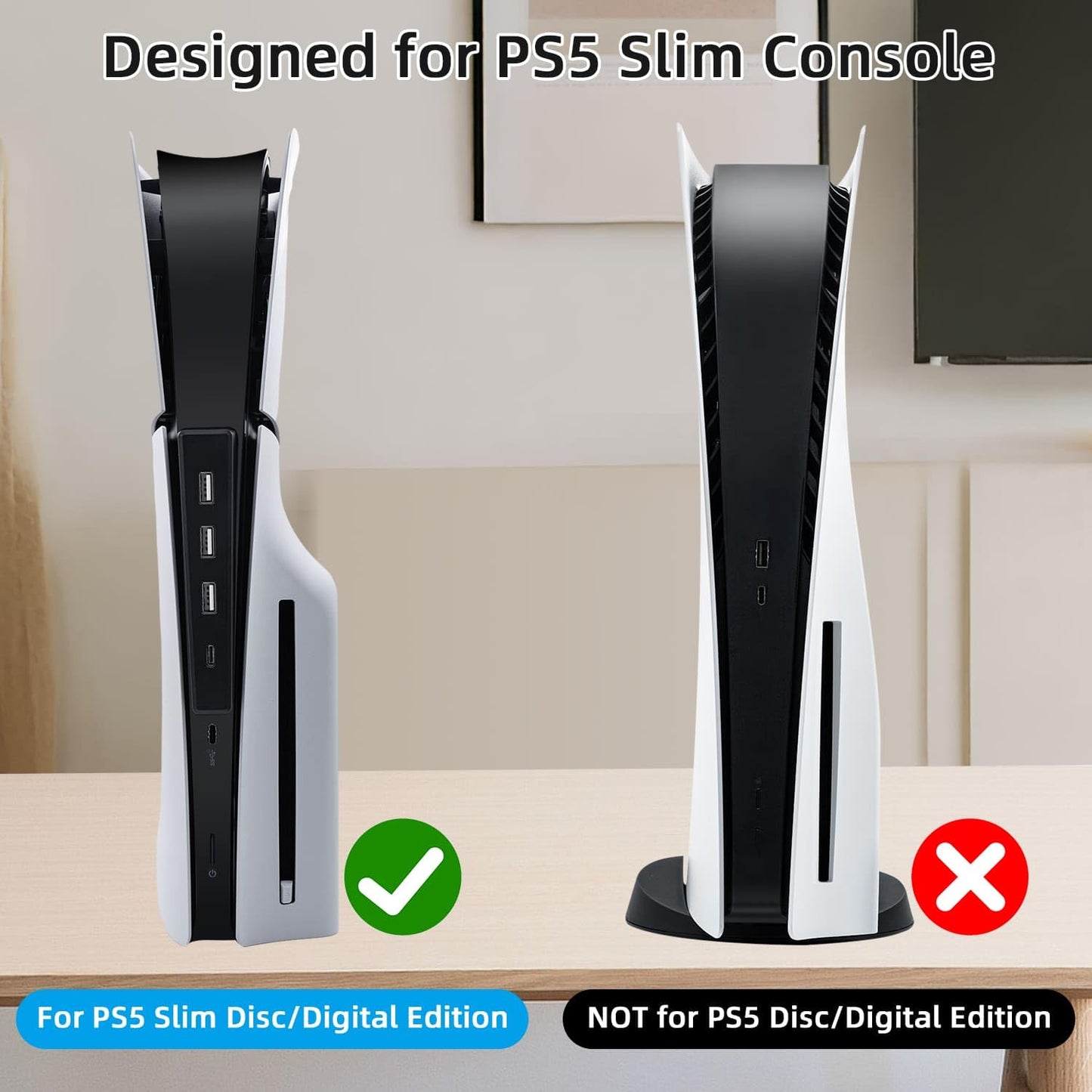 Mcbazel Hub USB para consola PS5 Slim/PS5 Pro solamente, 4 puertos 2.0 de alta velocidad de expansión Hub cargador convertidor adaptador para PlayStation 5 Slim/Pro Disc y edición digital, negro