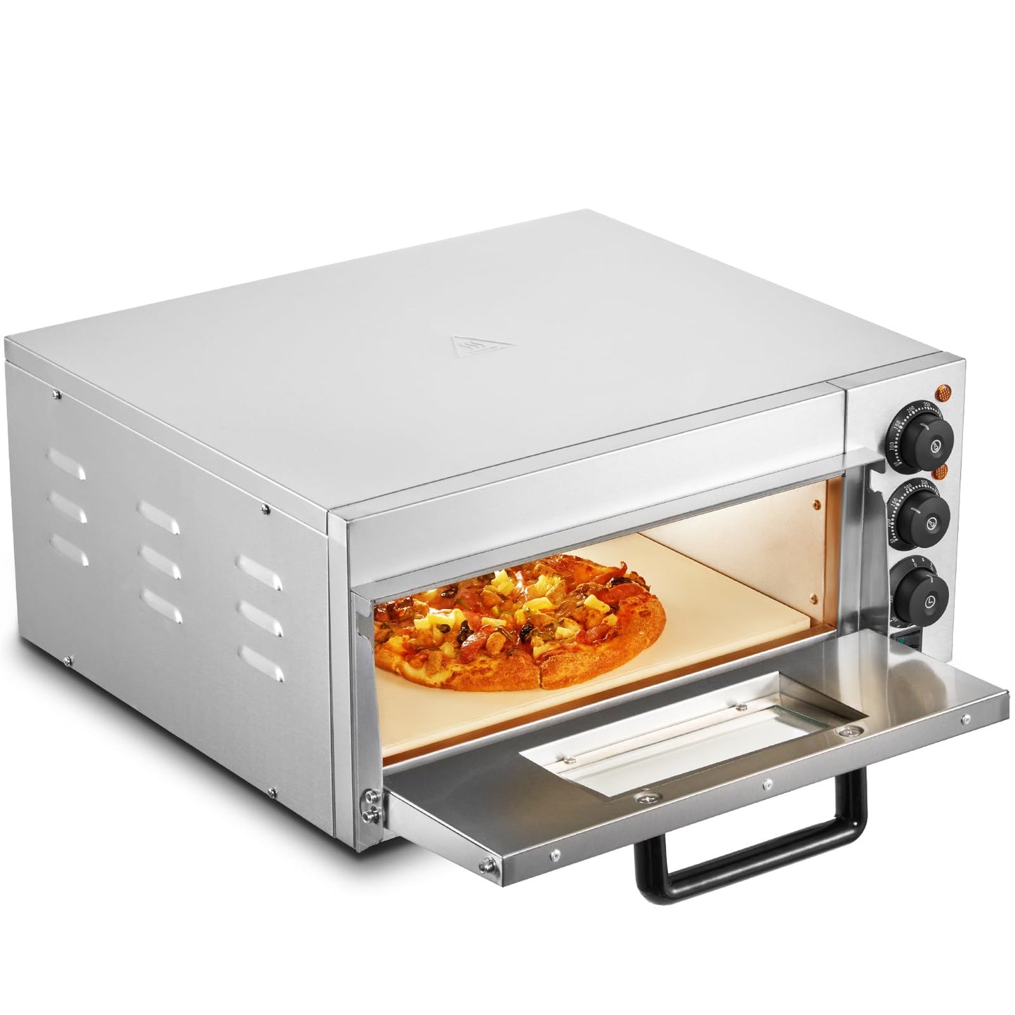 Horno de Pizza Eléctrico VEVOR 16 Pulgadas 1700 W con Temperatura Ajustable y Temporizador de 0 a 60 Minutos para Horneado Uniforme