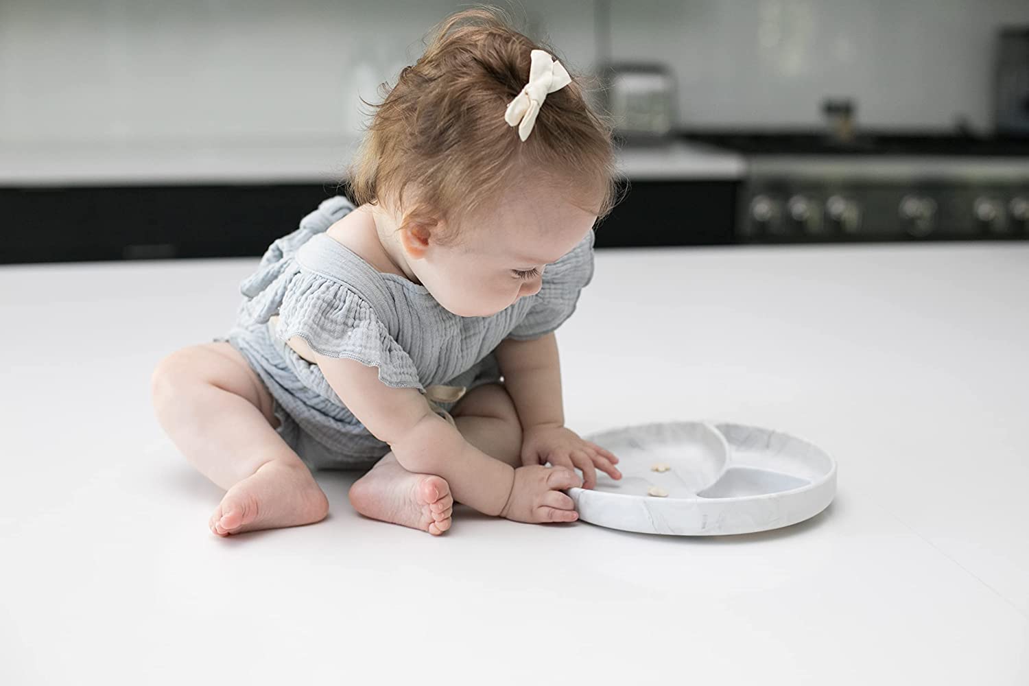 Bella Tunno Wonder Plate - Placas de succión de silicona para platos de bebés y niños pequeños, aptas para microondas y lavavajillas, silicona de grado alimenticio, sin BPA, mármol
