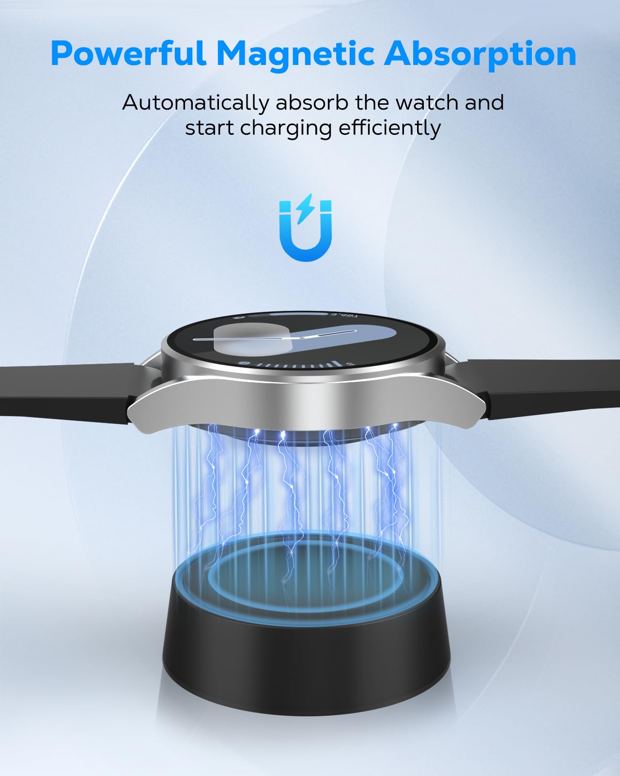 MoKo Magnetic Charger Adapter for Samsung Galaxy Watch 8/Ultra/7/6/5/4/3/FE/Active 2/1, Portable Wireless Charging Cradle with USB C Port, Only Charger Dock