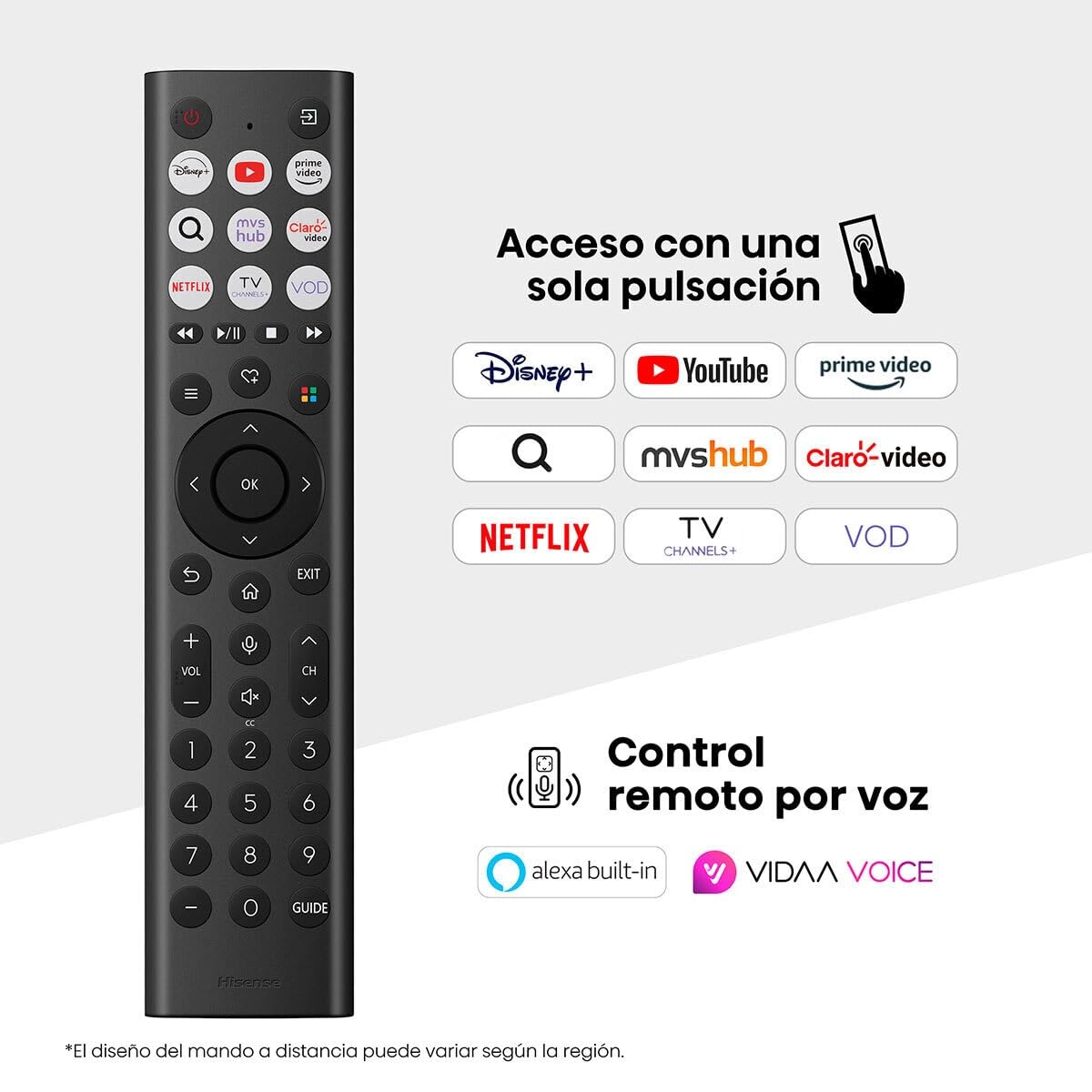 Hisense Combo Pantalla QLED 4K de 50" 50QD6QV Vidaa U Compatible con Alexa,Dolby Vision Atmos, Escalado IA a 4K, HDMI, LAN, WiFi. Control de Voz. Bluetooth. (2025) + Barra de Sonido 2.1