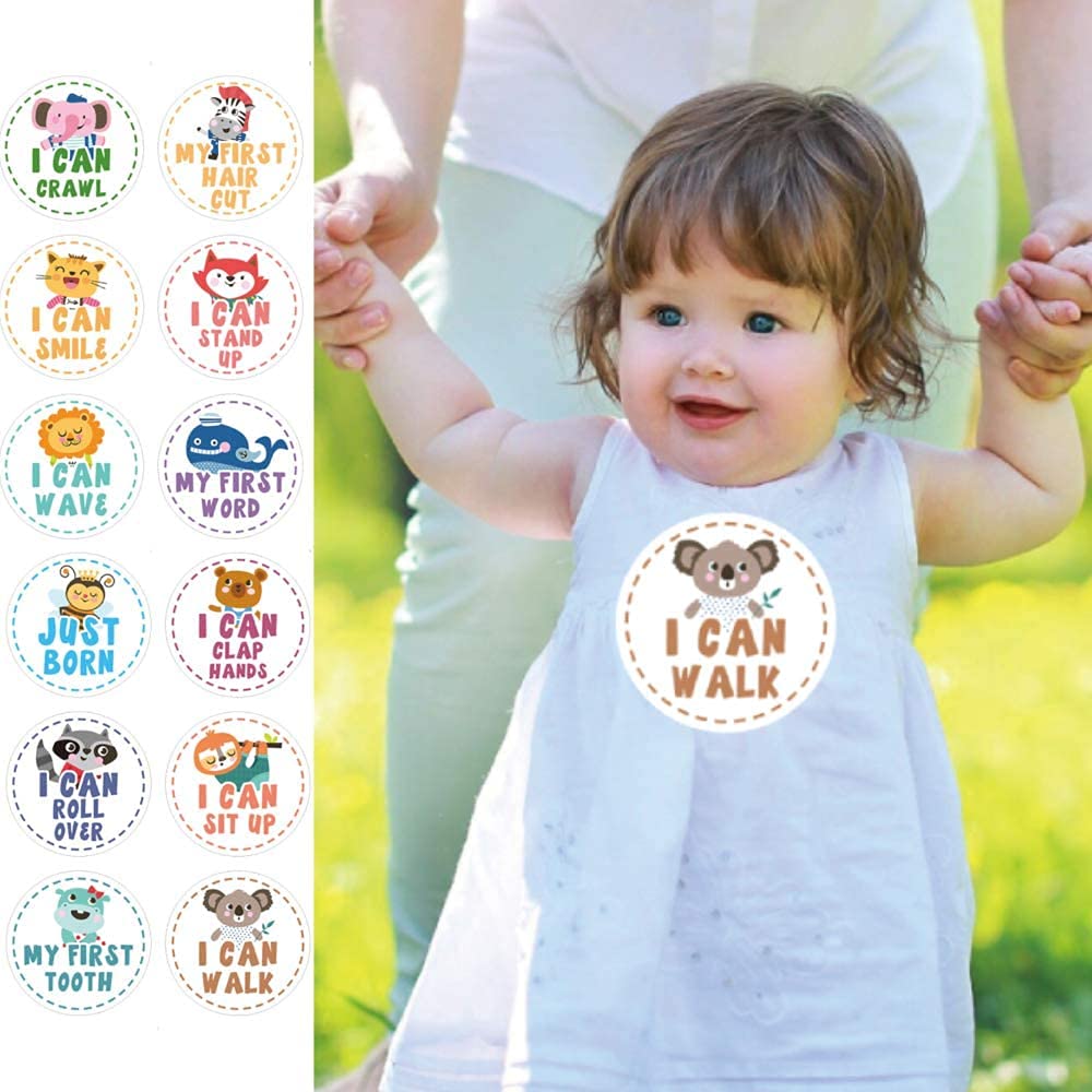 ComboJoy - Manta de hito para bebé para niño y niña, manta de hito mensual grande de 60 x 40 pulgadas, con 12 calcomanías de animales, rastreador de crecimiento personalizado con temática espacial