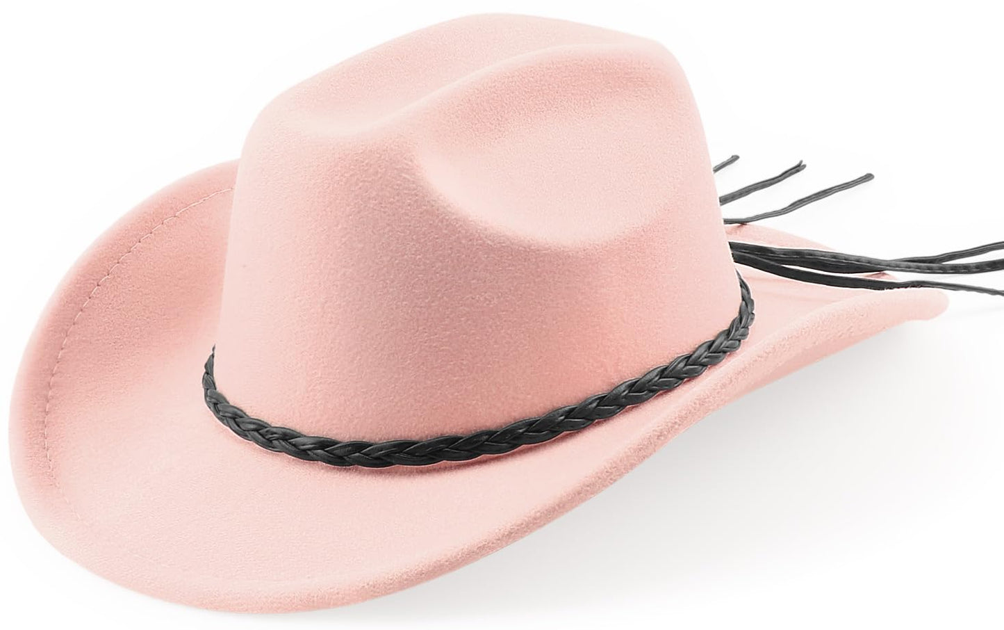 DRESHOW Sombrero vaquero occidental para hombre y mujer, sombrero vaquero/vaquera para exteriores, sombrero fedora retro de fieltro de ala ancha, gorras enrolladas unisex