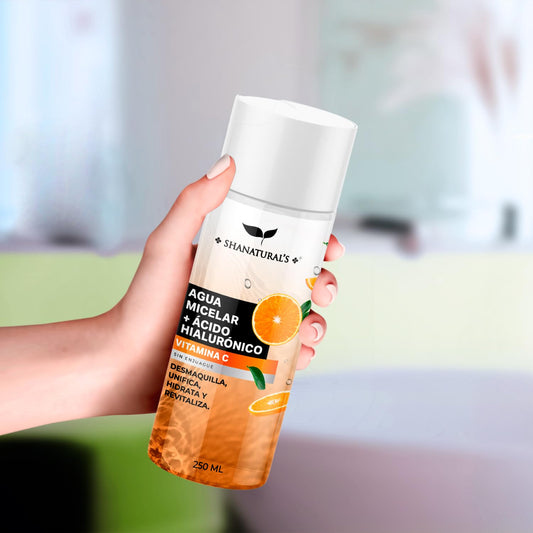 Agua Micelar con Ácido Hialurónico y Vitamina C, 250 mL