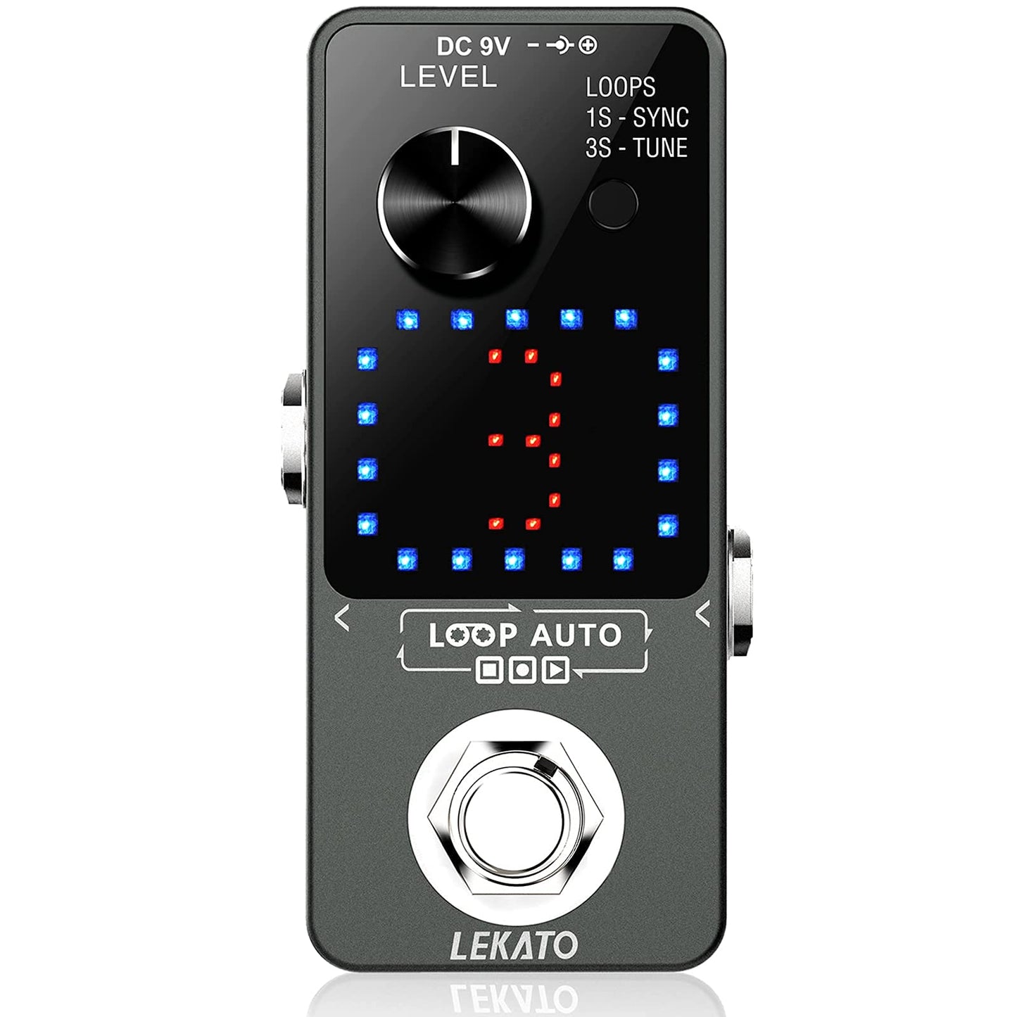 LEKATO - Pedal para guitarra eléctrica, pedal de bucle para guitarra eléctrica y bajo con función de sincronización y sintonizador, bucle de guitarra de triple efecto con visualización LED, overdubs