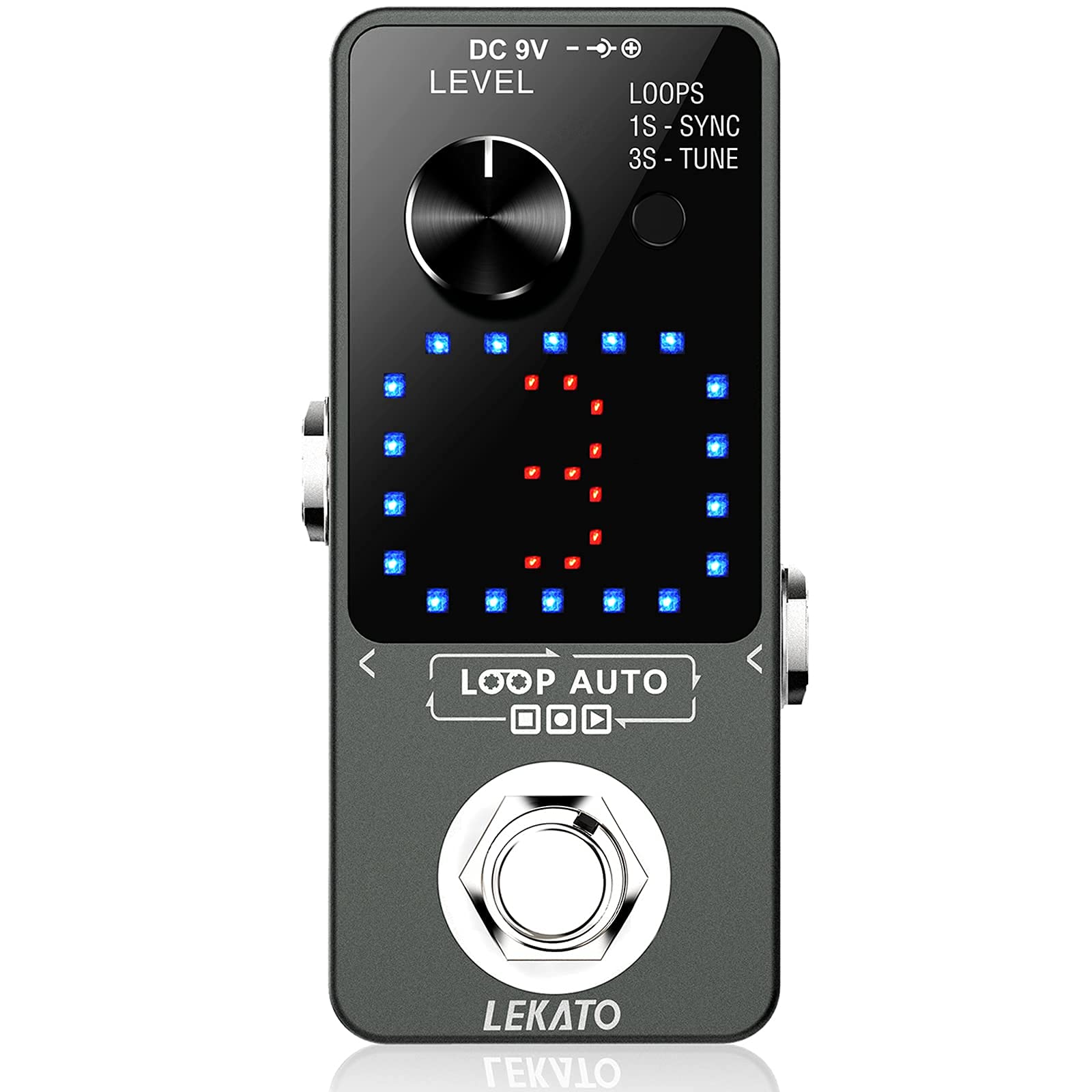 LEKATO - Pedal para guitarra eléctrica, pedal de bucle para guitarra eléctrica y bajo con función de sincronización y sintonizador, bucle de guitarra de triple efecto con visualización LED, overdubs