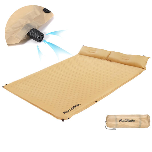 Naturehike - Cojín de Dormir autoinflable, Ultraligero de Espuma viscoelástica con Almohada, inflado rápido, Almohadilla de Dormir para Senderismo, Caravana, Camping, matrimonial, Amarillo