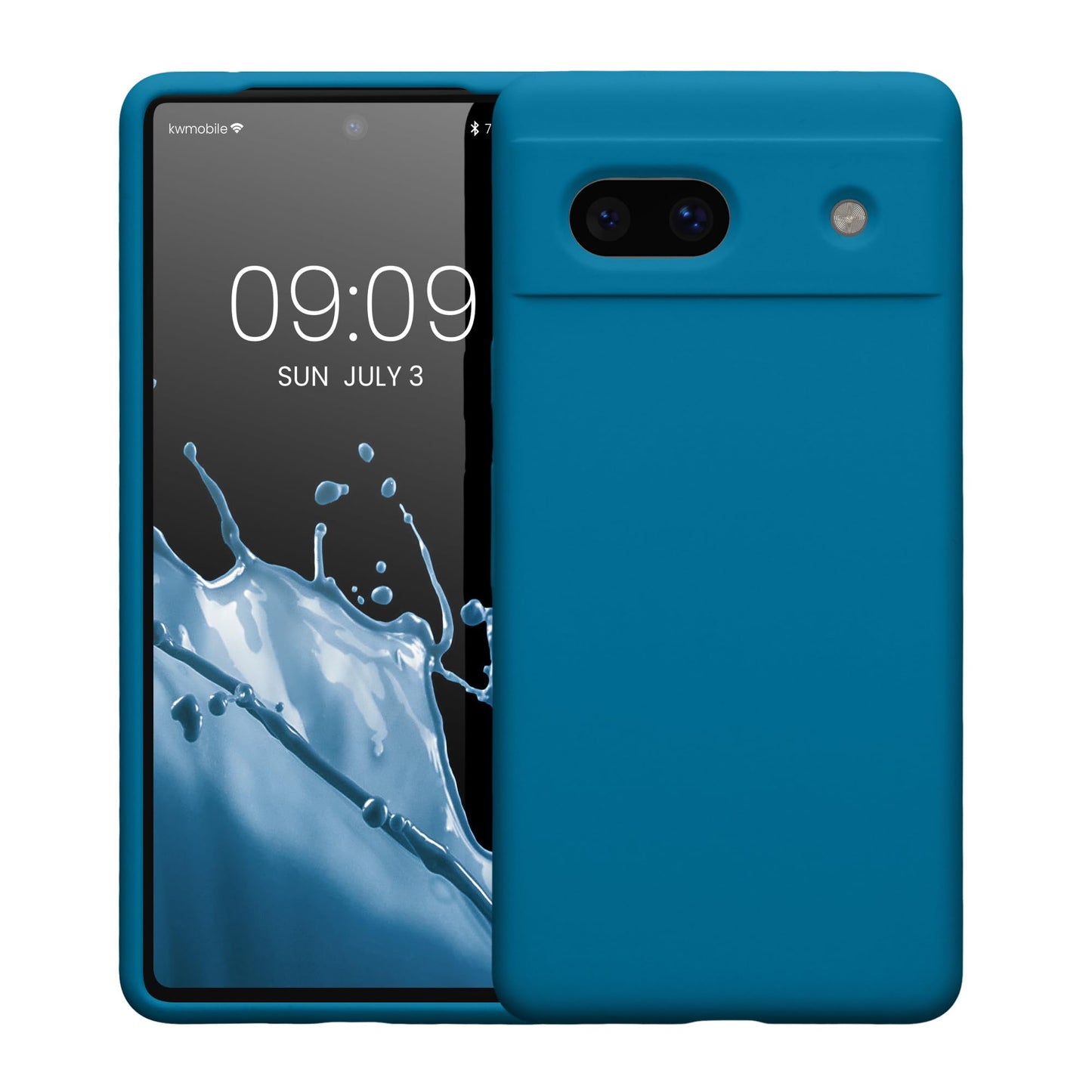 kwmobile Carcasa Compatible con Google Pixel 7a Funda - Case TPU y Silicona antigolpes - Apto Carga inalámbrica - Azul océano
