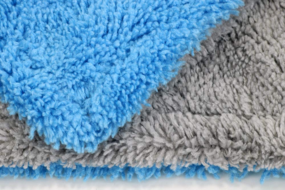 Autofiber Royal - Toalla de microfibra de doble pelo de felpa – Paquete de 3 unidades/grises (16 x 16 pulgadas, 700 g/m²)