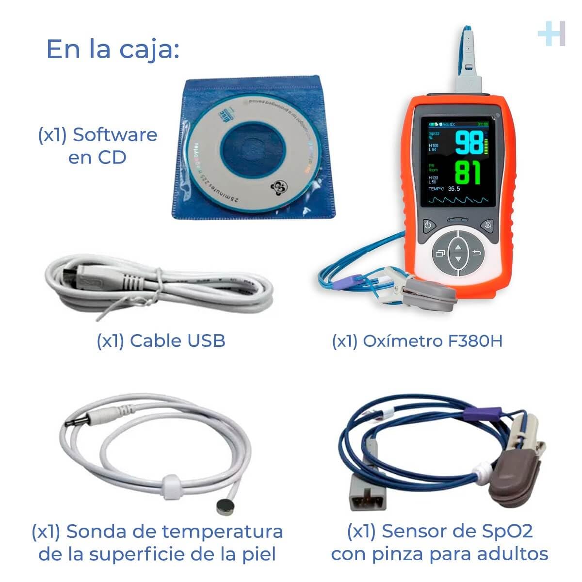 Oxímetro de Pulso Xignal U-Kiss Palm Xignal 3 Parámetros con Sensor Adulto para Uso Humano
