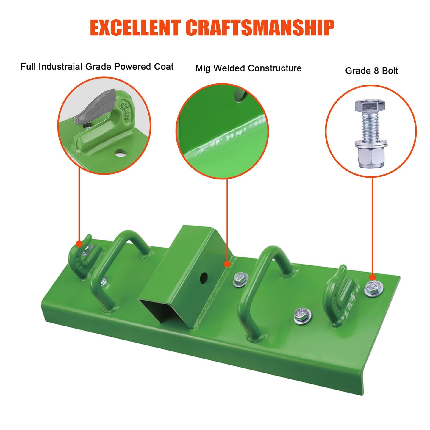 ONECHOI - Ganchos para cubeta de tractor, ganchos de tornillo de 2 pulgadas, ganchos de agarre de acero forjado G70, asas de remolque y agarre, pernos de gancho de remolque con borde curvado de 60° para cubeta John Deere (cubeta de servicio estándar de 1.