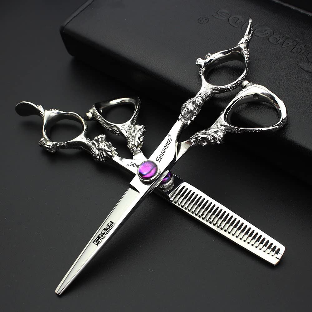 Juego de tijeras de peluquería profesional de 15.2 cm, cortapelos y cortapelos de acero inoxidable para el hogar(15.2 cm, 2 pieces-A)
