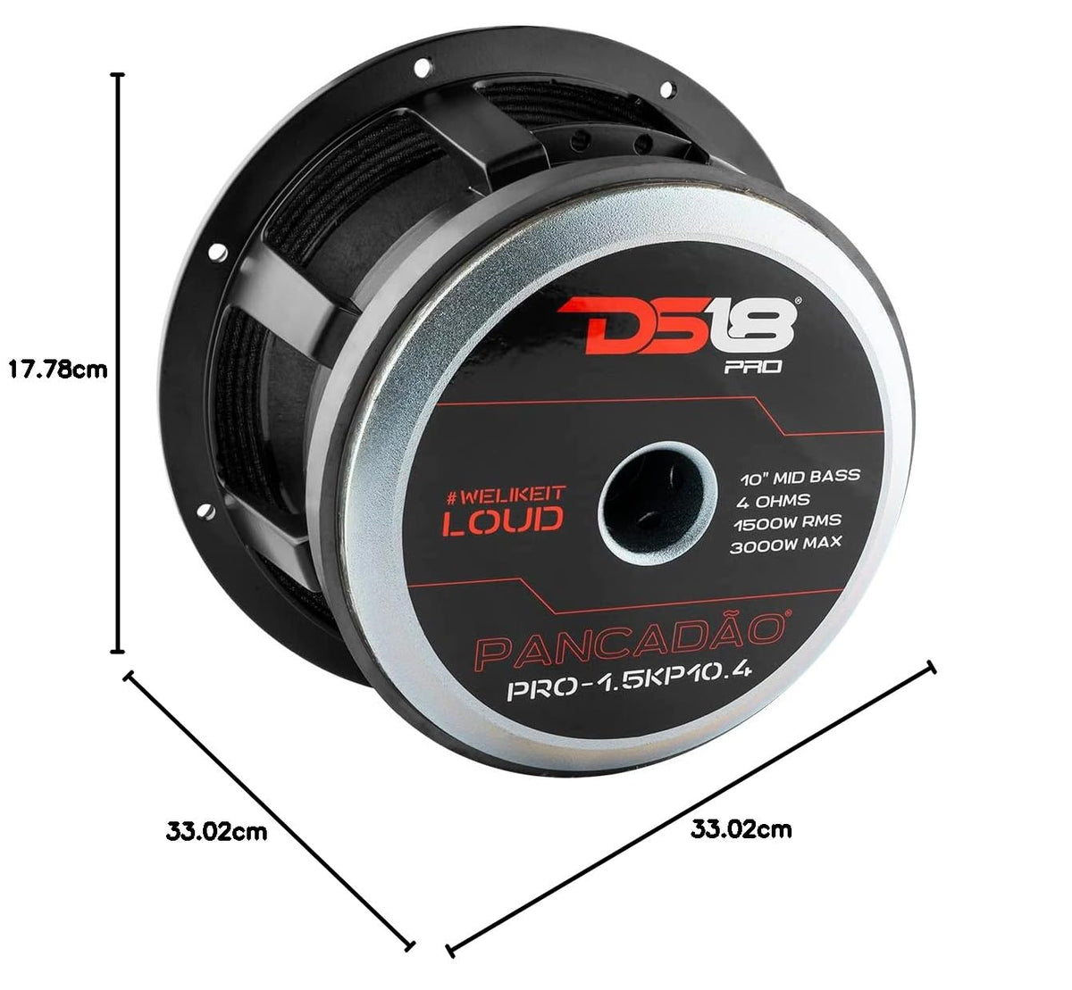 Altavoz de Bajo DS18 10 Pulgadas Potente Audio para Coche Rango Medio Respuesta de Graves