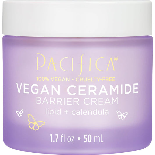 Pacifica Crema facial para reparación de barreras de cerámica vegana, crema hidratante diaria, crema hidratante, aprobada por la asociación ecezma, segura para pieles sensibles, sin fragancia, 100% vegana + libre de crueldad